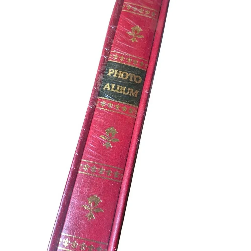 Vintage Photo Album Pioneer Le Memo Refillable Pockets Gold Red Leather Style